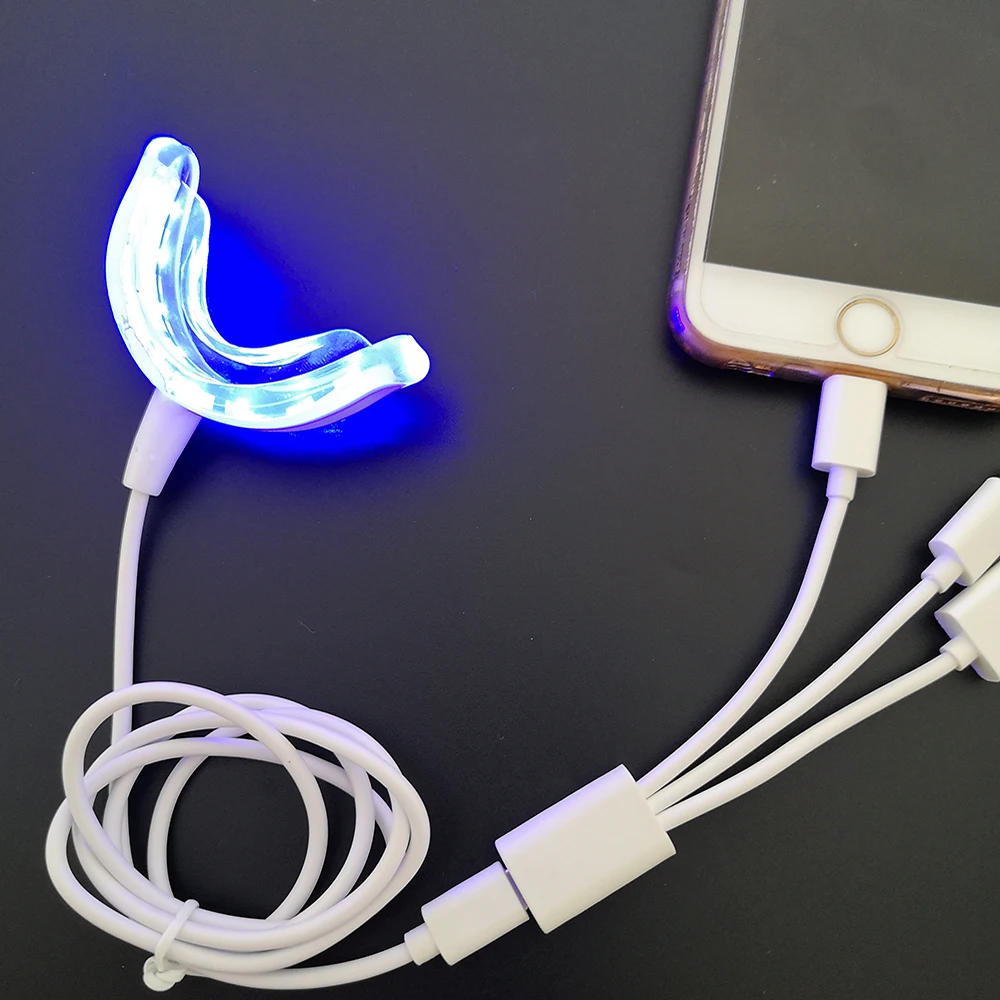 Home Use Mini Teeth Whitening LED Light Gum Stain Removal 16 LED Lights Smart Phone USB Support /iPhone/Android Charging Device