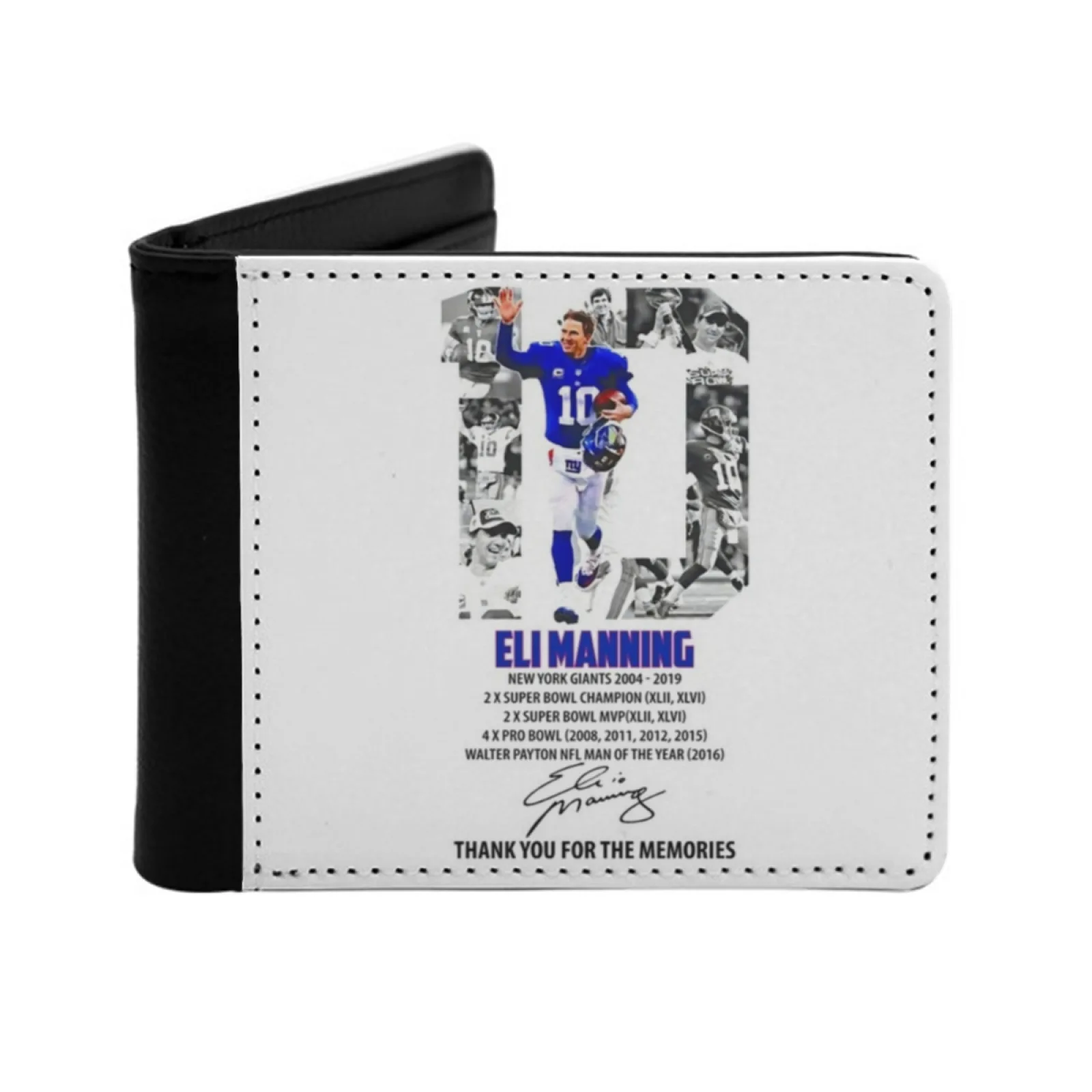 

Эли Меннинг Спасибо за воспоминания Фирменный короткий рукав T Персонализированный мужской кожаный кошелек Сумка для кредитных карт Кошелек Эли