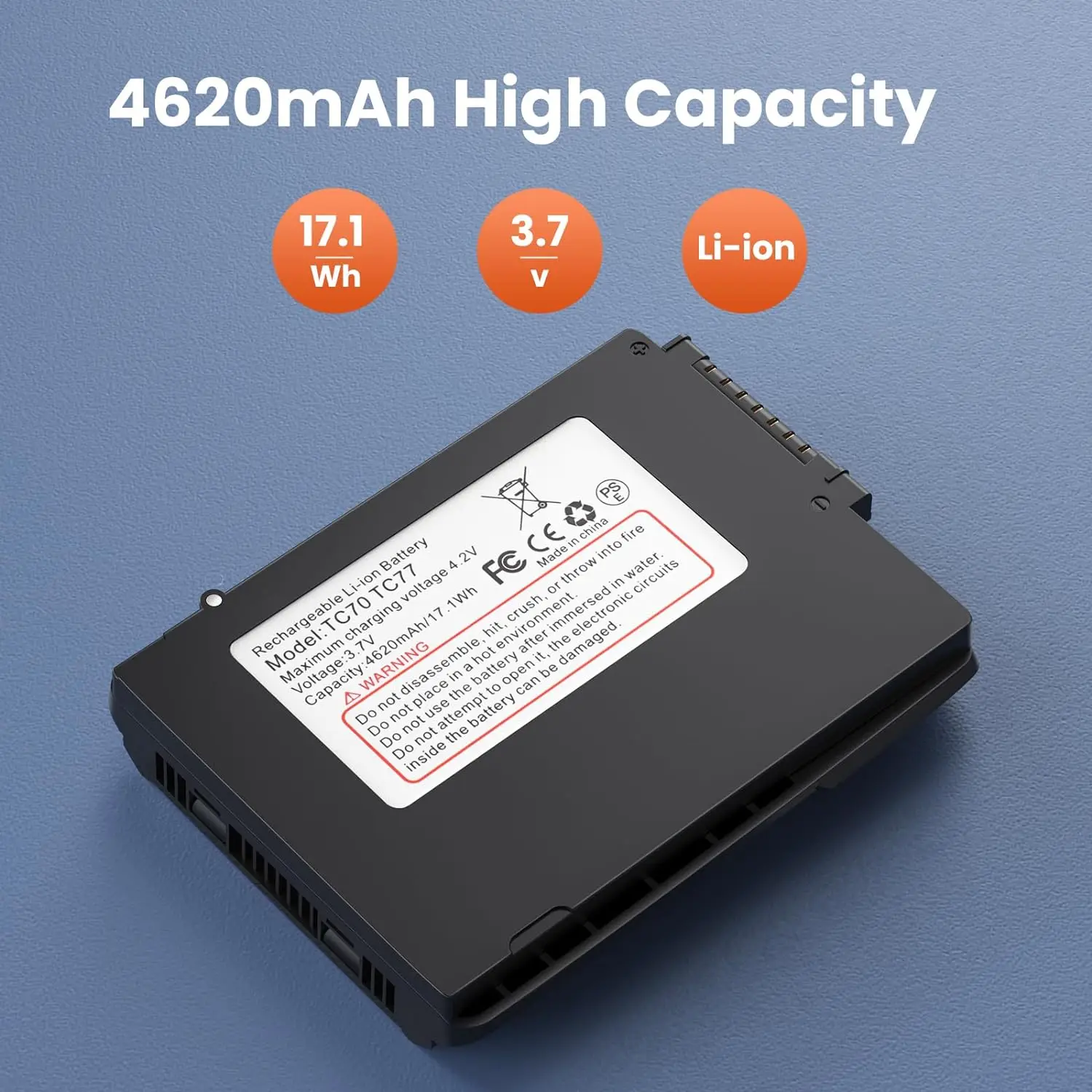 

The scanner battery is suitable for zebra scanner TC70, TC75, and TC77 batteries