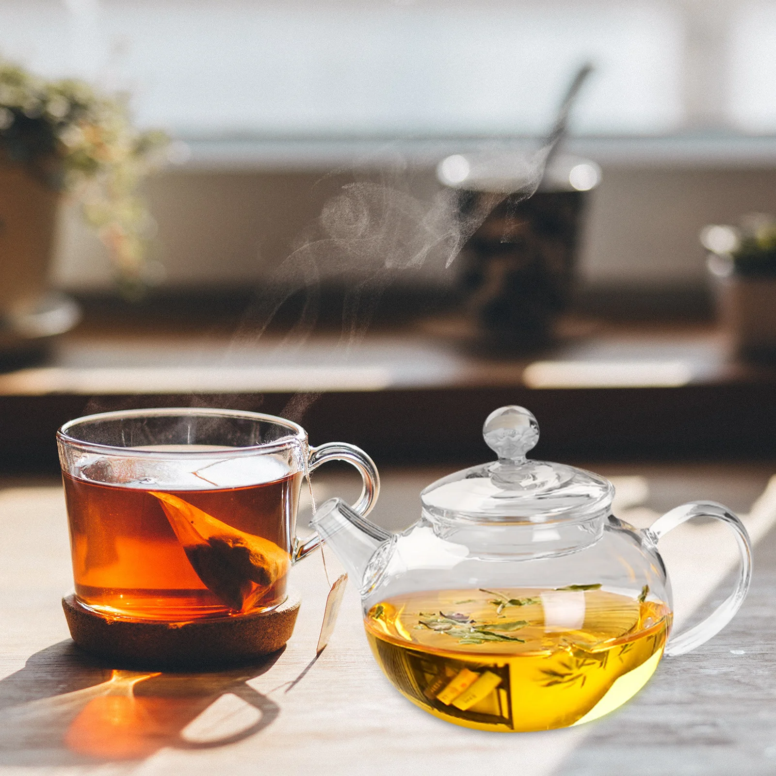 

200Ml Glass Tea Kettle with Lid Strong Thickened Design Easy Pour Spout Smooth Tea Making Experience Household Clear Teapot