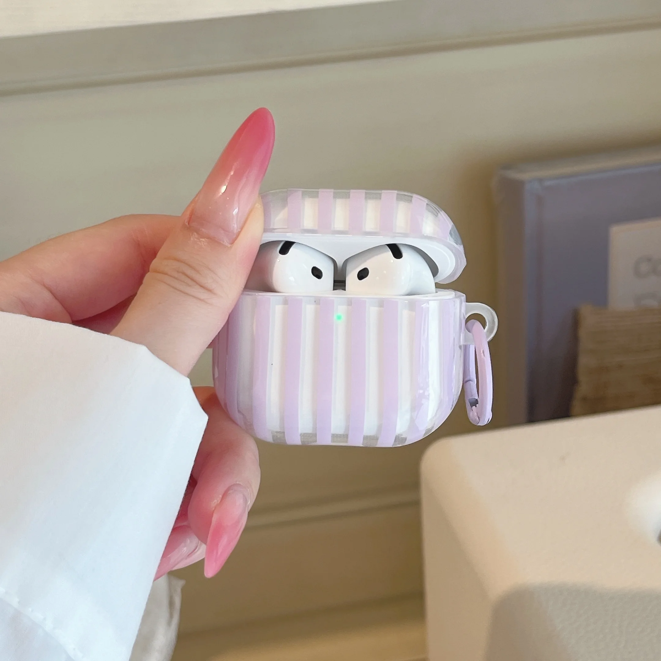 Funda Protectora para Auriculares con Diseño de Rayas de Colores Vibrantes, Estilo Veraniego, para AirPods 4, Funda para Caja de Carga para AirPods Pro 2 3