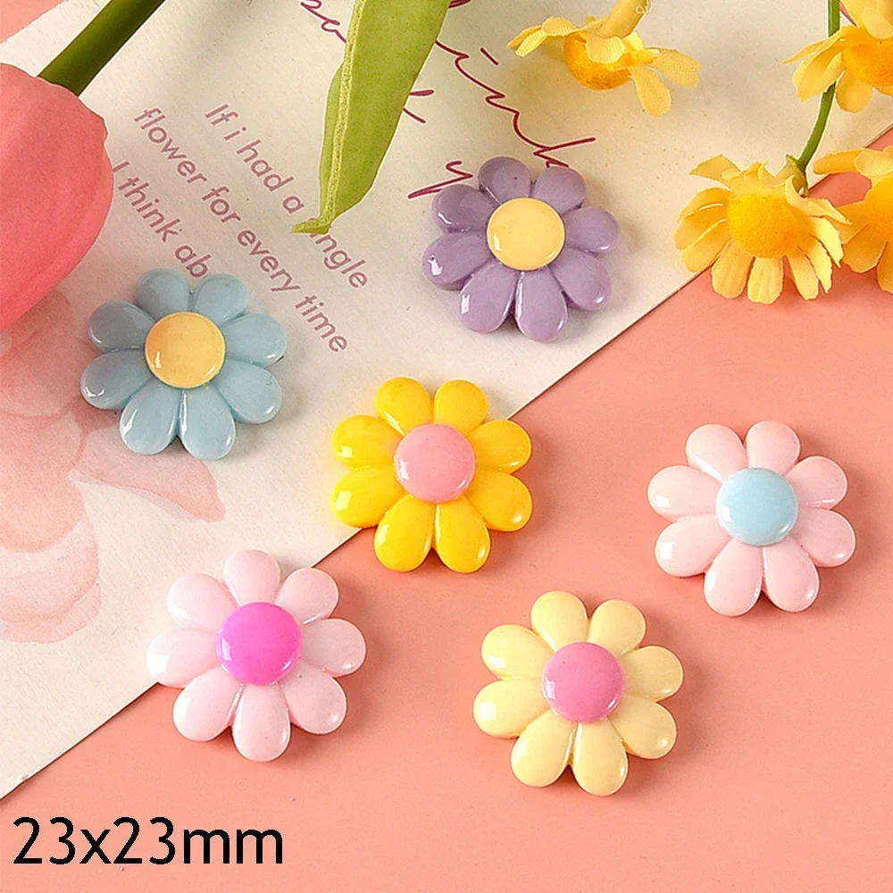 10PCS Shiny 23x23mm Daisy Series Resin Flat Back Cabochons For Scrapbooking DIY Jewelry Craft Embellishments Accessories