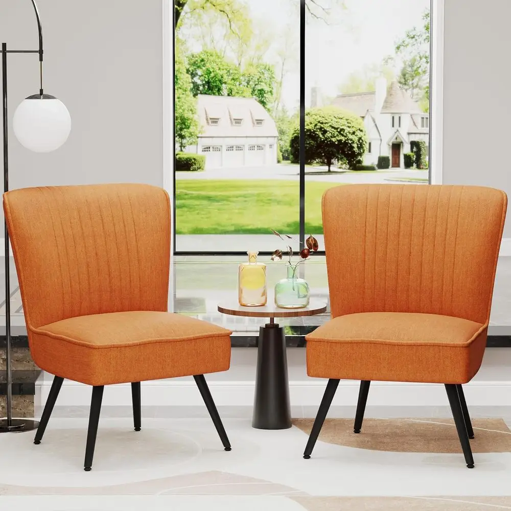 Pair of Upholstered Accent Chairs for Living Room and Bedroom, Comfortable Arm-Slipper Club Chairs, Wingback Style Sofa