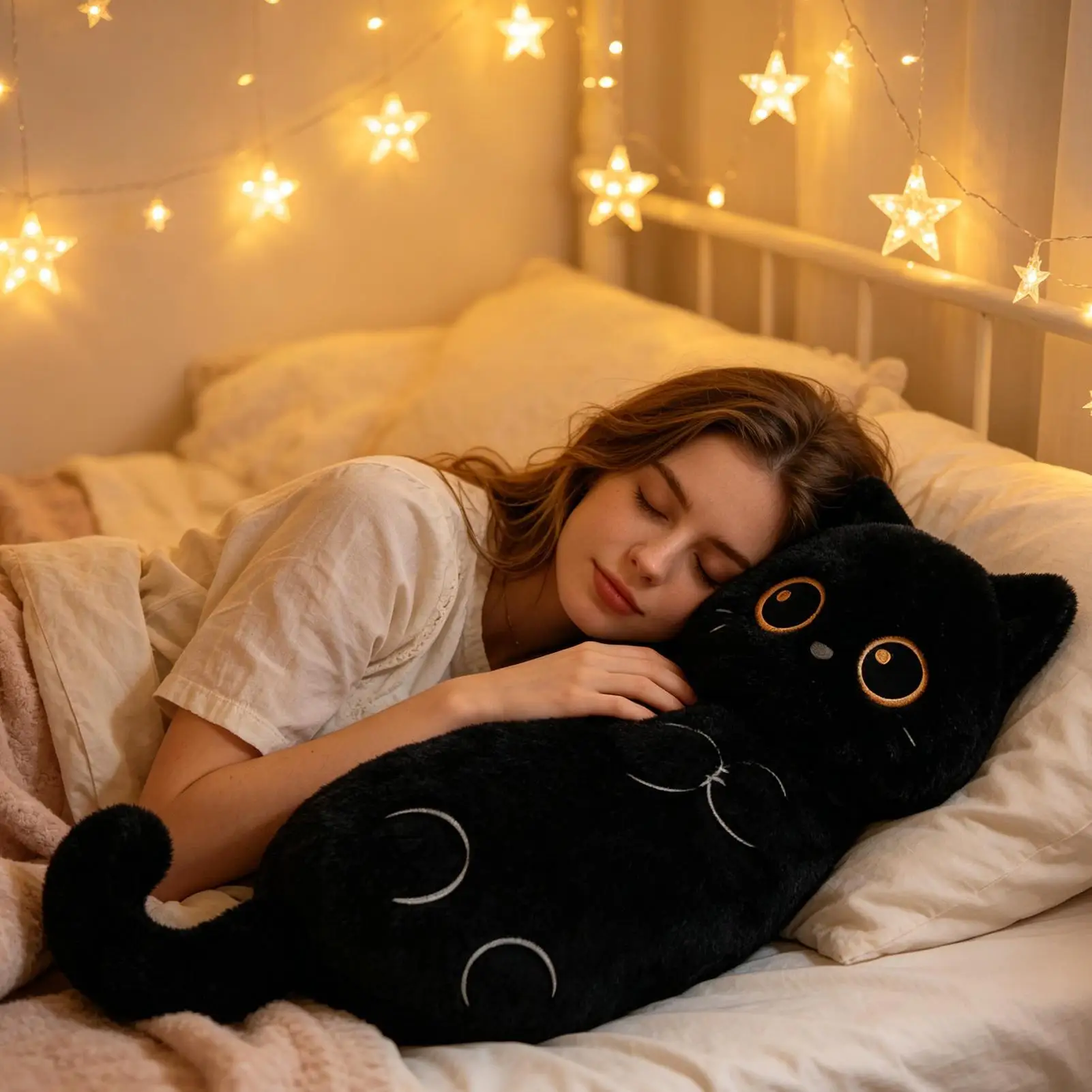 Cute Simulated Cat Doll Plush Toy Anime Cat Soft Home Decoration Tabletop Bedroom Decoration Kids Toy Companion Gift