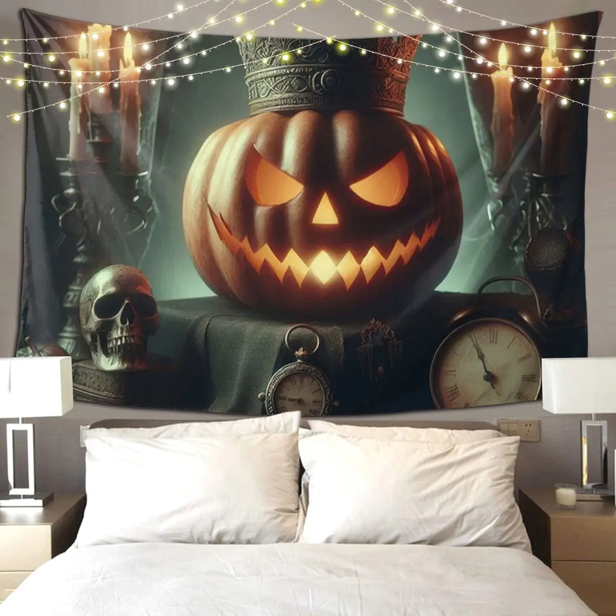 Gloomy Landscape Halloween Pumpki Tapestry Funny Wall Hanging Aesthetic Home Decoration Tapestries for Living Room Bedroom