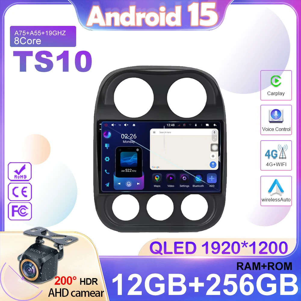 

Android 15 For JEEP Compass Patriot 2011 - 2017 Auto Radio Multimedia Player GPS Navigation Carplay Car Stereo 4G BT No 2din DVD