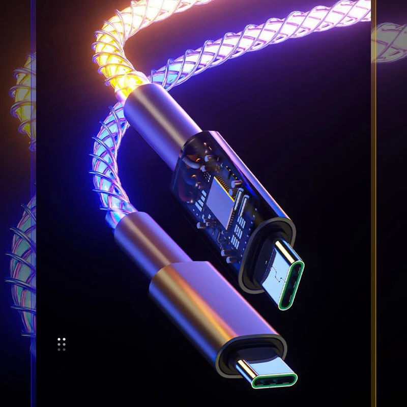 Colorful Gradient RGB New Iphone Charger Cable Type C Lightning Fast Charging Micro Usb Phone Accessories For Xiaomi Realme Oppo image 3