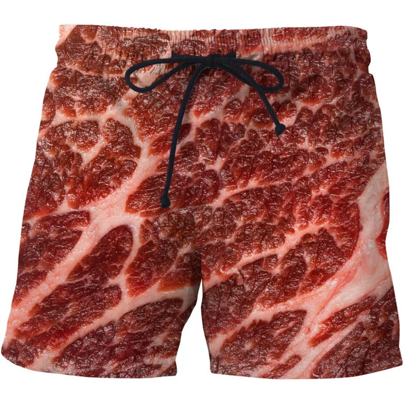 Funny Fatty Beef Hot Dog pantaloni corti con stampa 3D da uomo Street Hip Hop Beach Shorts Skateboard pantaloncini da bagno donna Short Trunks