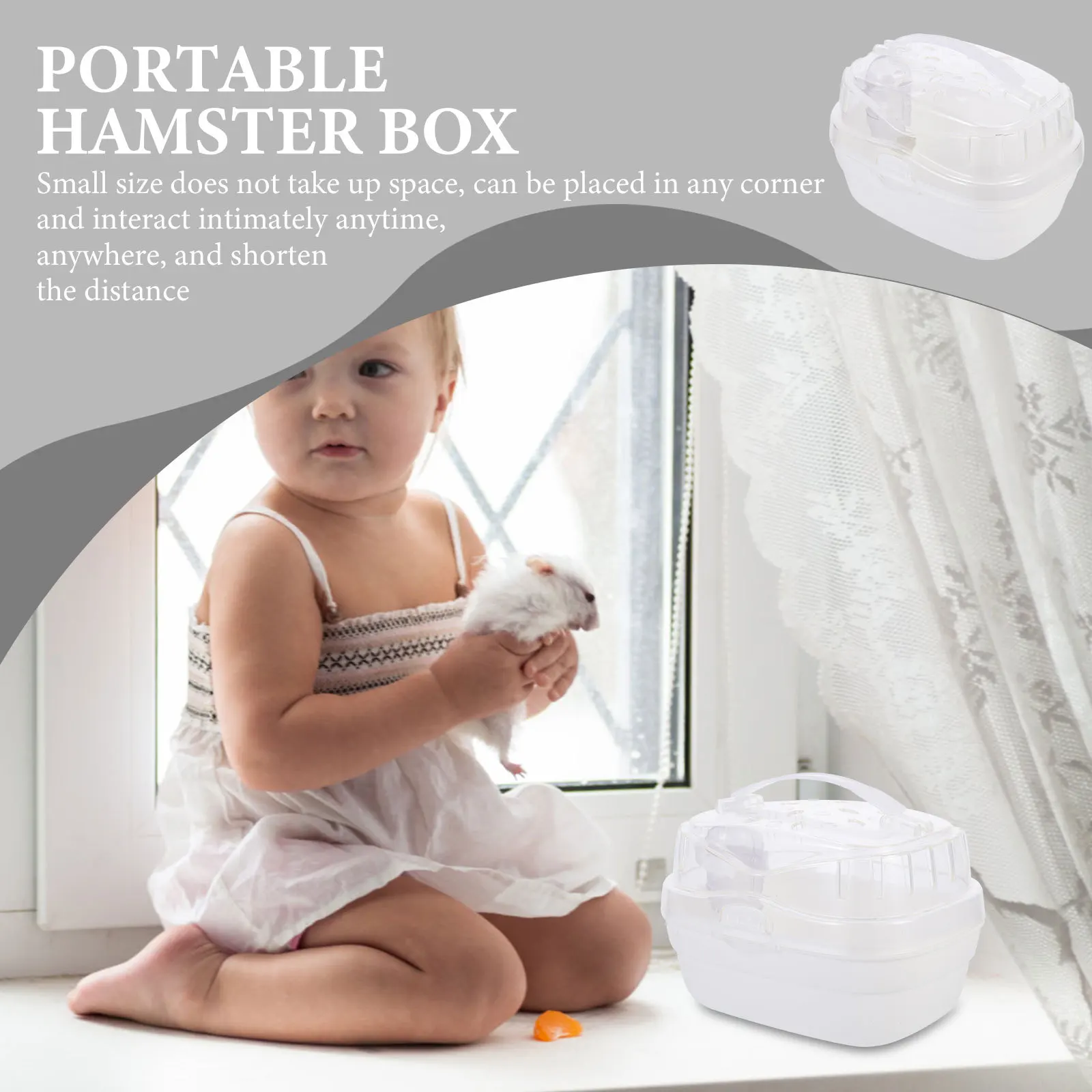قفص سفر آمن ومريح للهامستر، حامل بلاستيكي متين، صندوق محمول قابل للتنفس للحيوانات الصغيرة، قفص سفر للهامستر #3