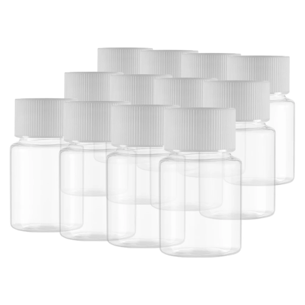 

12 Pcs Clear Refillable Plastic Bottles Cap Travel Size Empty Pill Containers Plastic Pill Bottles Vials