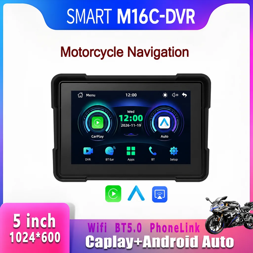 SMART  carplay android auto smart touch screen dual camera 5inch lcd screen 5ghz wifi max 64gb sd card for motorcycle/bicycle