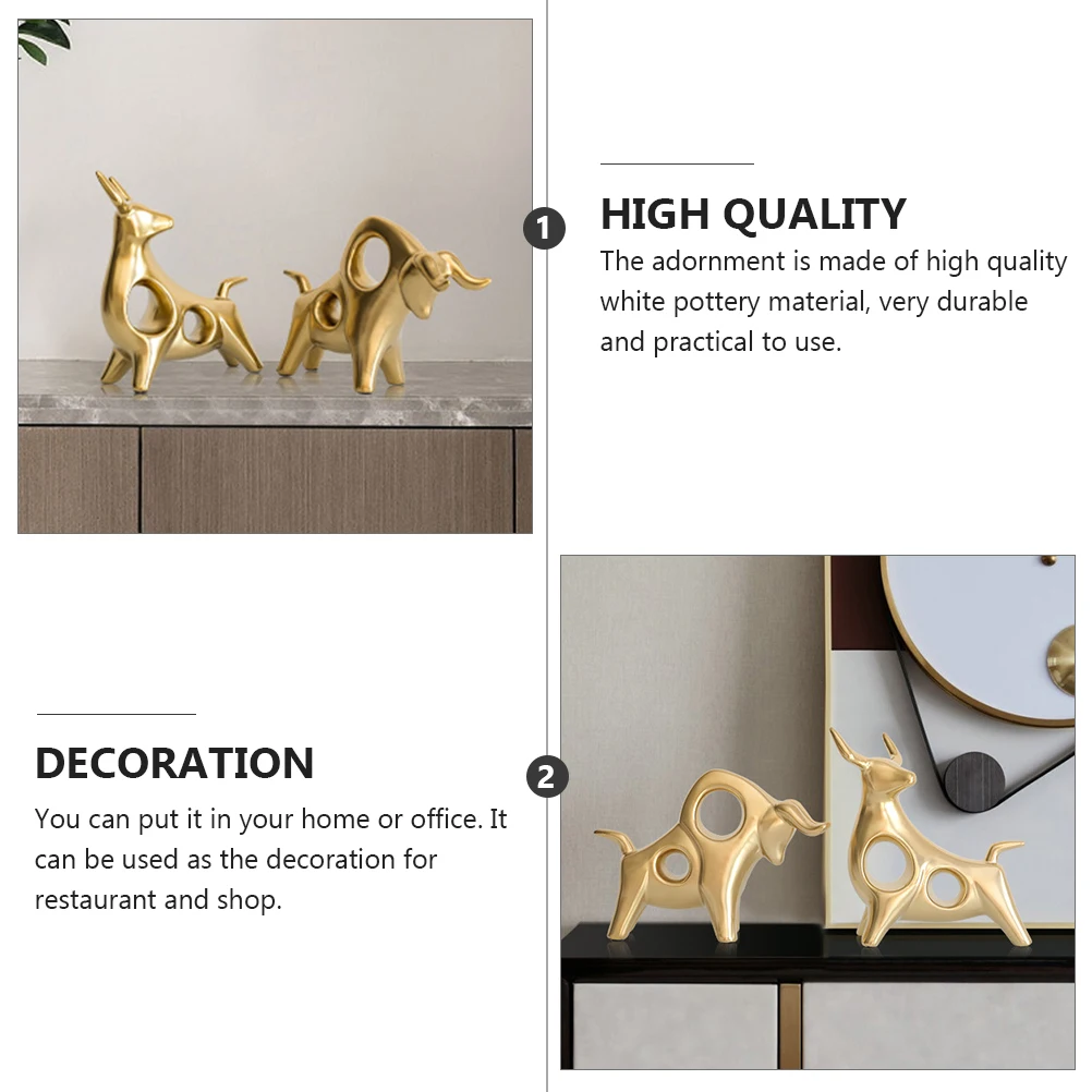 

Ceramic Ornament White Pottery Desktop Decor Home Office Adornment Cattle Statue Small Animal Craft For Shop Decoration Chinese