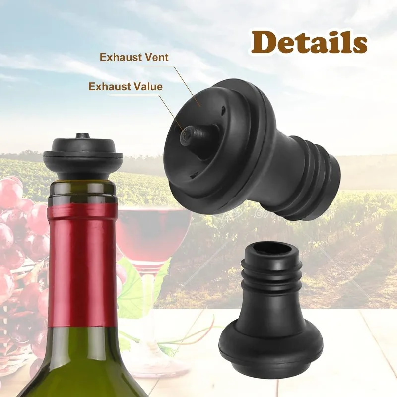 Wine Stoppers for Wine Saver Vacuum Pump Preserver Grade Rubber Wine Stopper Keep Your Wine Fresh Bottle Cap Sealer for Home