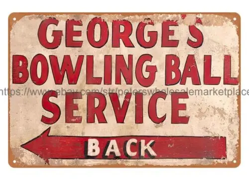 George's bowling ball service metal tin sign contemporary man cave club artists