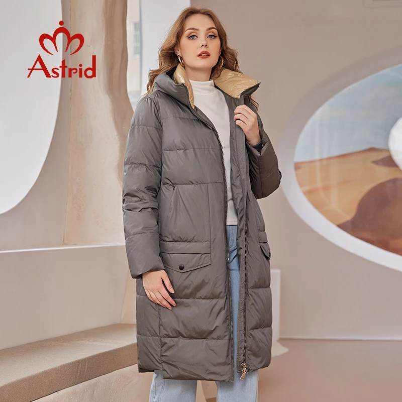 Astrid New Winter Jacket Women 2022 Loose Long Thick Fashion Large Pocket Design Oversize Parkas Hooded Women\'s Coat AR-E10286