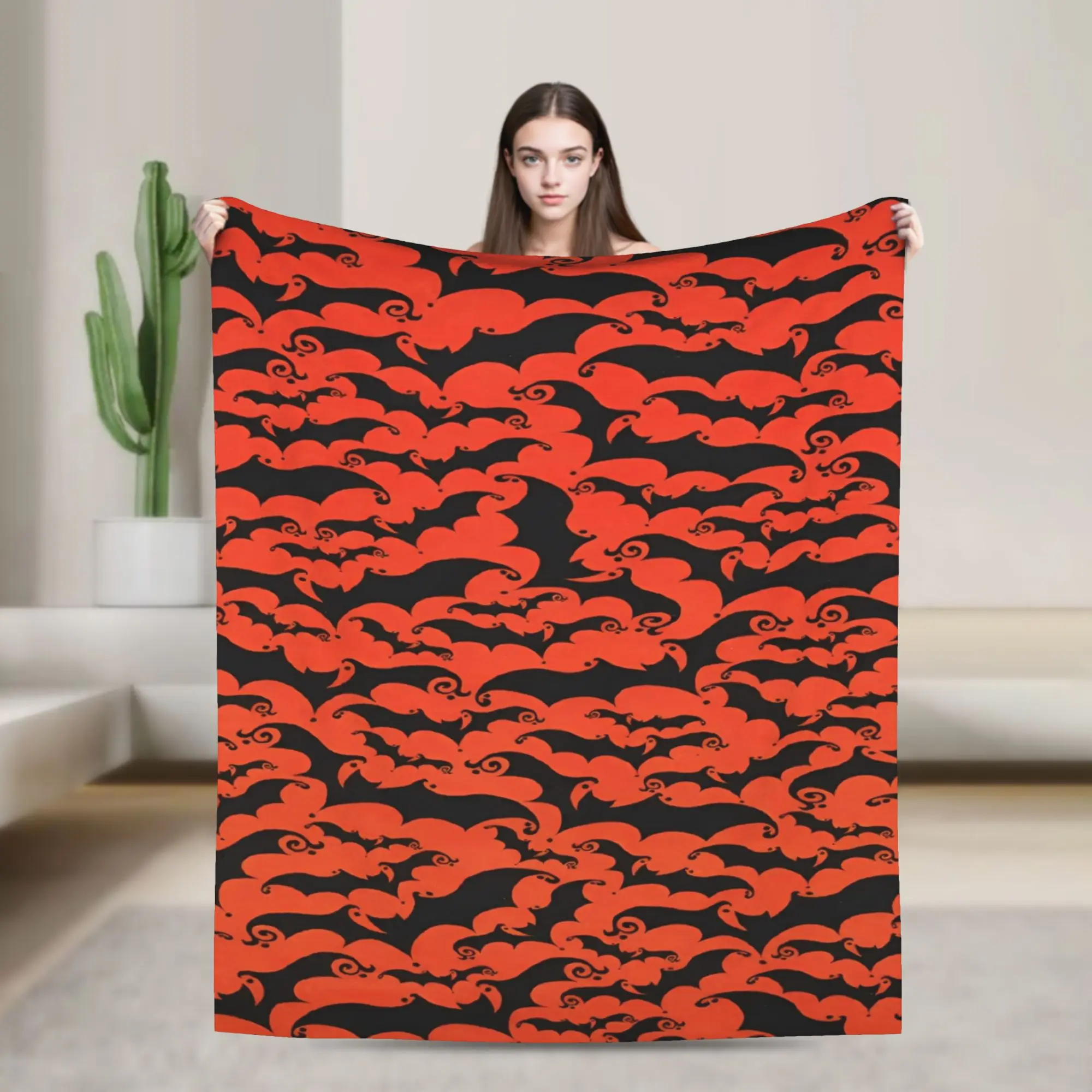 Cozy halloween Spiders Web Bats Pumpkins Spooky  Blanket Stuff Sofa Decorative  Throw Blankets Warm Flannel for Car