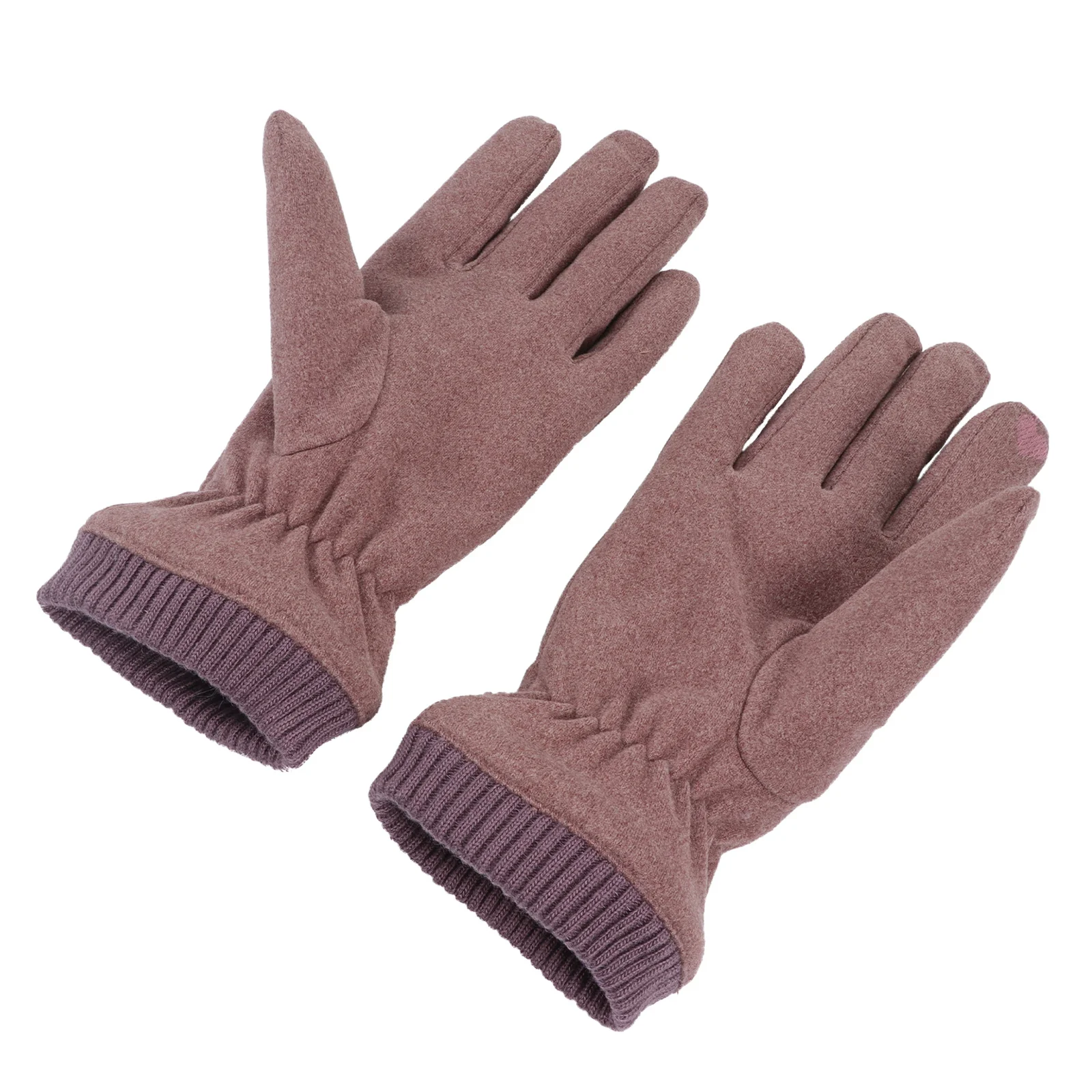 1Pair Double Layer Warm Gloves Women Winter Thickened Thermal Insulated Red Bean Color Soft Comfortable Fashion Mitten