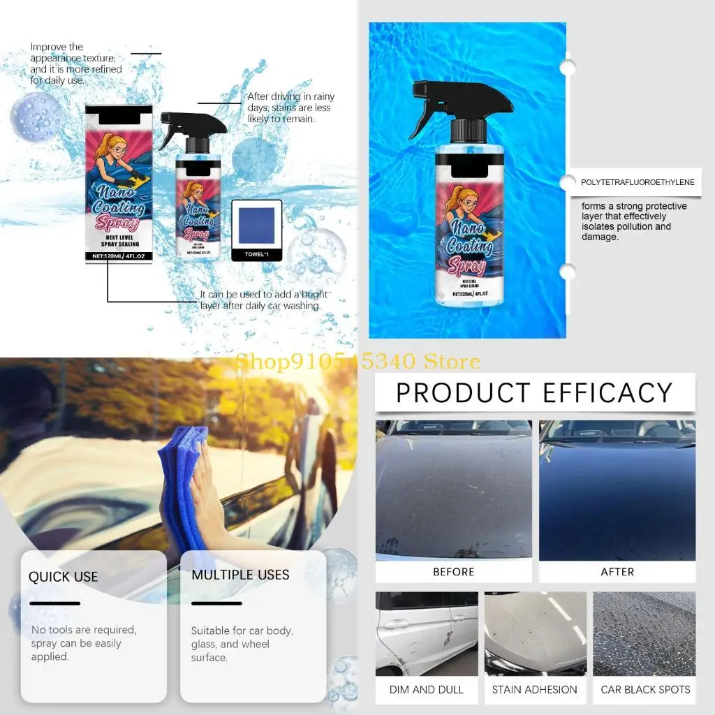 U2JA Ceramic Polish Sprayer for Car Gloss Paint Coating Quick Detail Car Sprayer Wax for Water Beading, and Long Lasting Shin