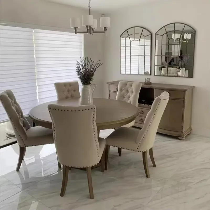 American Modern Simple Light Small Family Dining Room Solid Wood Round Table Coffee