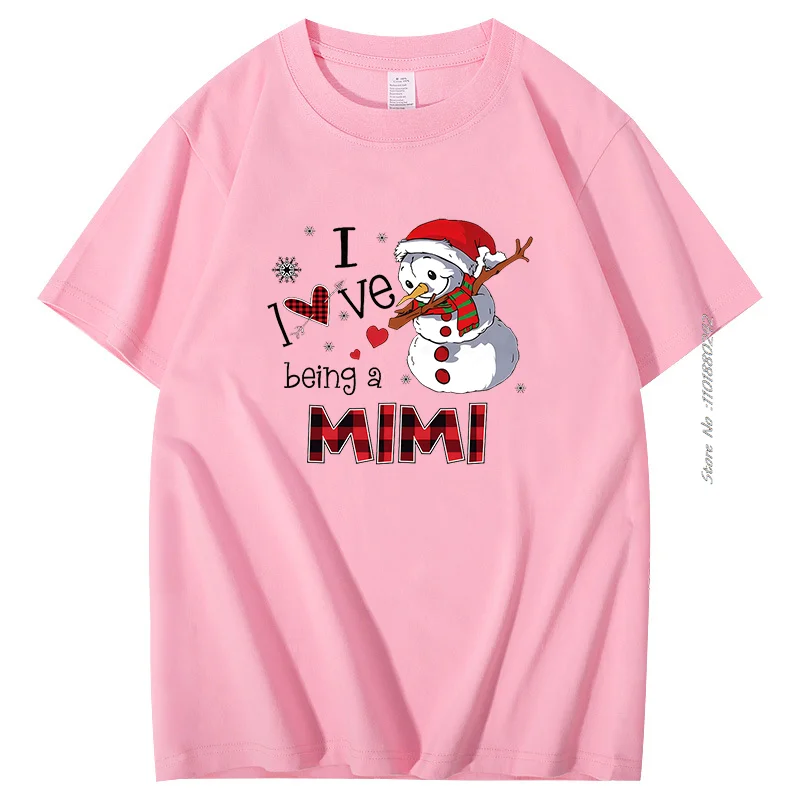 Christmas Snowman I Love Being A Mimi Funny Print T Shirt Fashion Casual Cotton High Quality Short Sleeve T-Shirts Mens Clothes