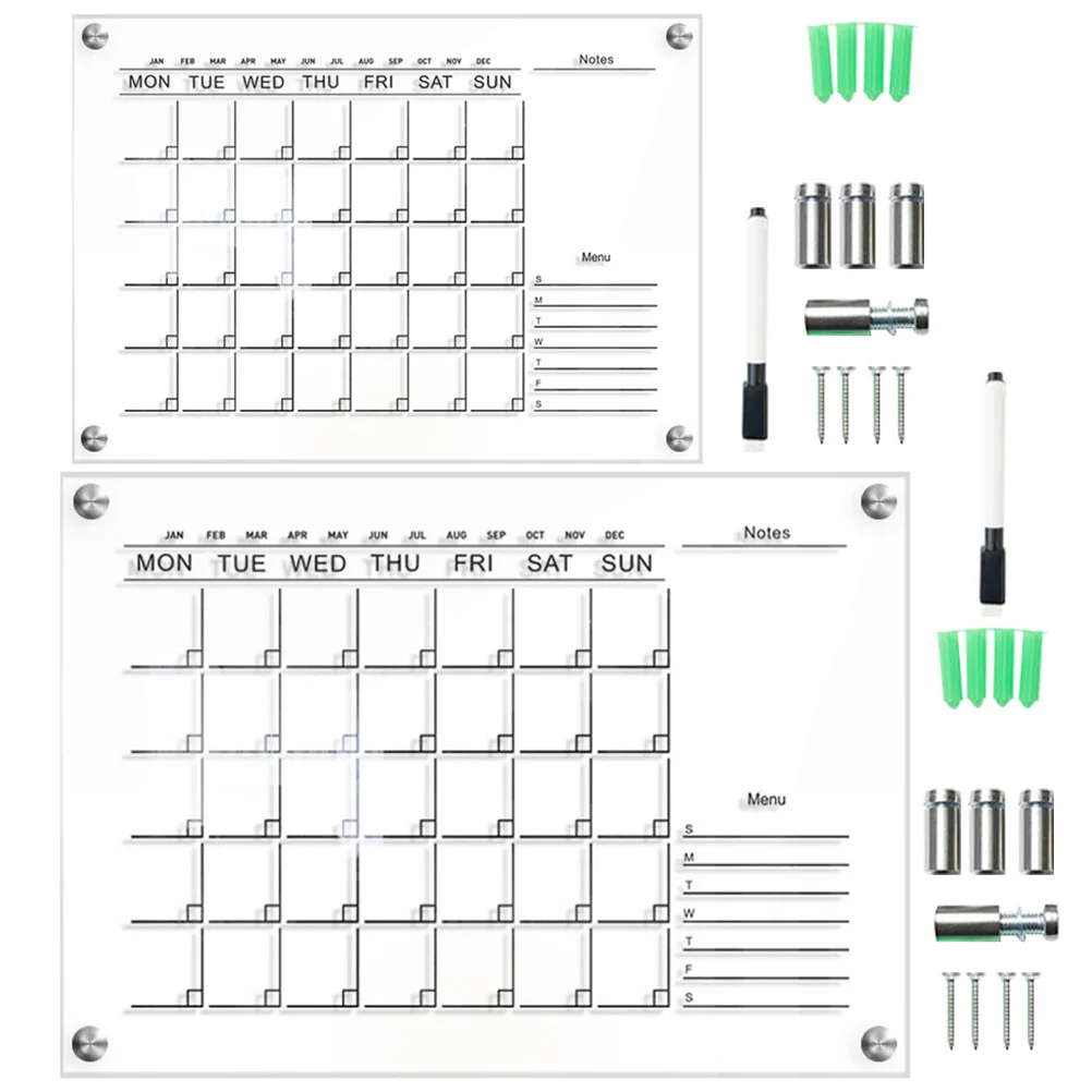 

1Set Acrylic Message Board Clear Wall Hanging Memo Board for Home Office School Dry Erase Weekly Planner Note Pad