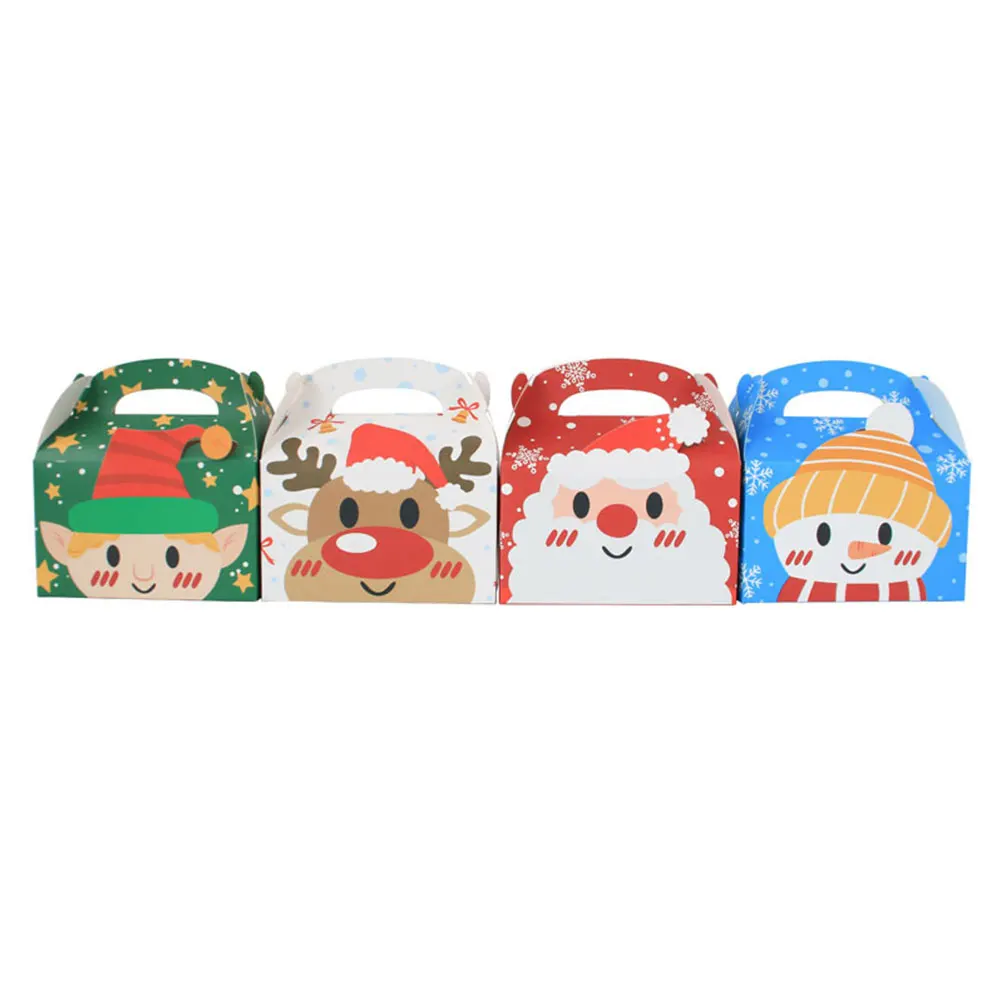 4PCS New Christmas Collection Candy Box Mafen Box Square Handheld Box Gift Box Christmas Handheld Cake West Point Box