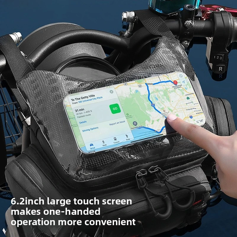 

Motorcycle Front Bag Rainproof Navigation Pouch with Expandable Capacity Waist Bag for Motorcycle Touring