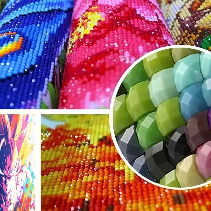 1개 드래곤볼 Z 손오공 초사이어인 5D DIY 다이아몬드 페인팅 키트, 40x50CM 풀 드릴 생동감 넘치는 팝아트 그래피티 스타일 대형 보석 페인팅