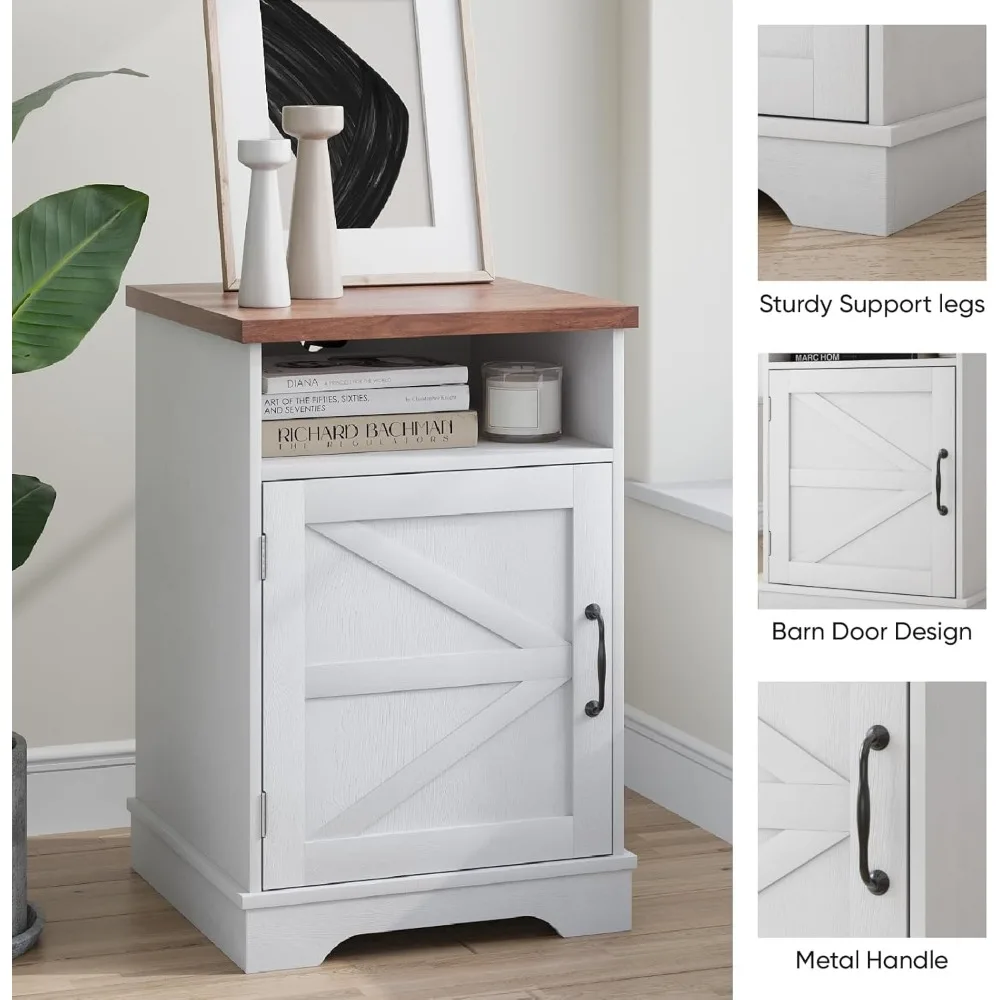 منضدة ريفي للمزرعة مع قاعدة شحن وتخزين، وطاولة بجانب السرير من خشب الجوز