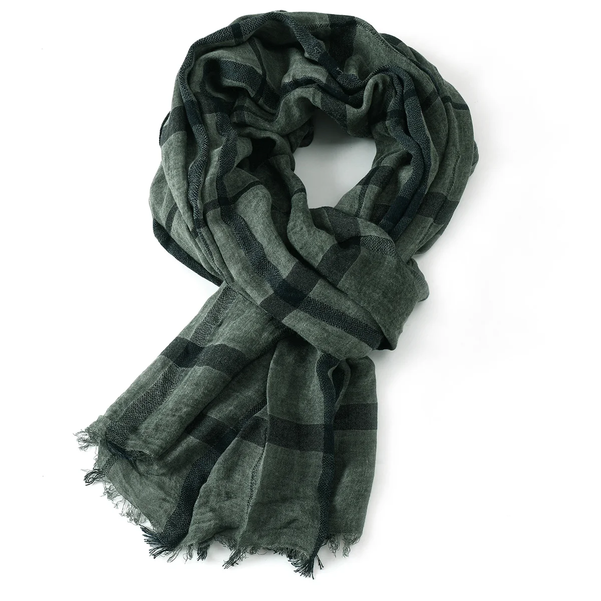 Mode Plaid Baumwolle Leinen Männer Schals Herbst Winter Warme männer Schal Kurze Quaste Bufanda Männlichen Zubehör Pashmina Schal – Detail 17