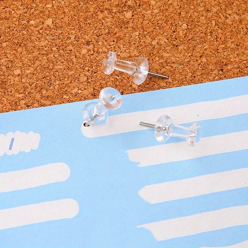 47 pcs Clear Map Pins Non-Damage Wall Safe, designed for School Notice Board, Easy Push Sharp Pin, Multipurpose
