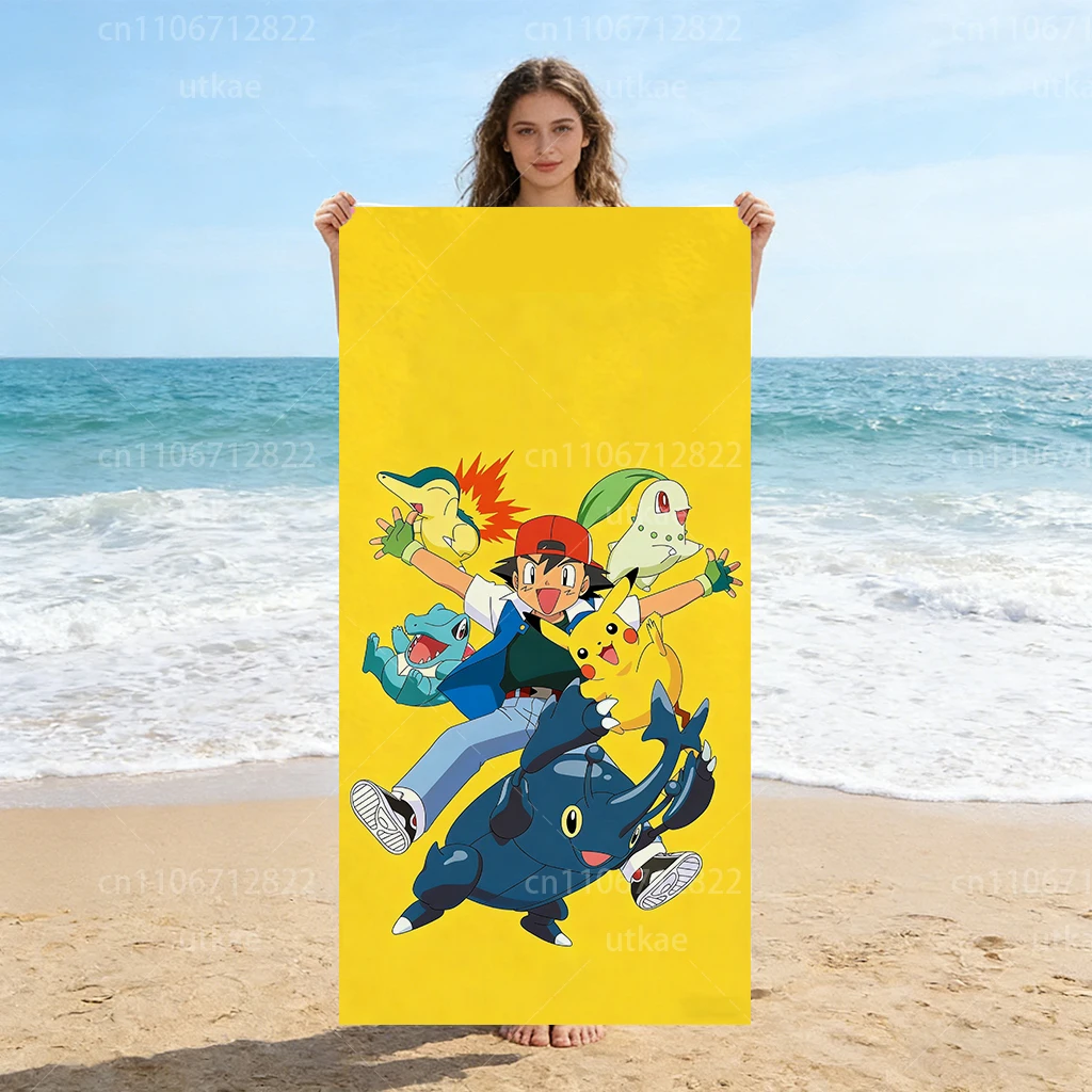 Extra Large Quick-Drying Microfiber Beach Towel - Pokemon Design, Super Absorbent & Lightweight