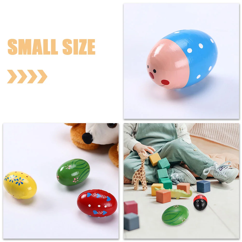 5 Pcs Maracas Toddler Toys Egg Shaker for Kids Easter Gifts Musical Instrument Cute Wooden Small Percussion Eggs