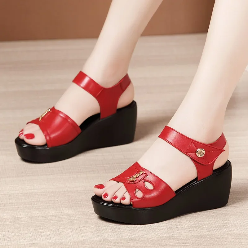 Plus Size 32-43 Platform Sandals Women Shoes Summer 2024 High Heels Wedges Sandals Ladies Waterproof Beach Office Sandals