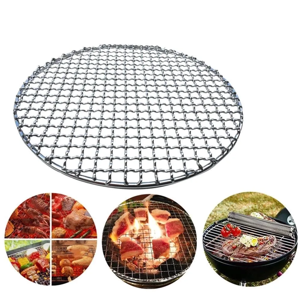 Camping Grill Grate Stainless Steel Mesh Pads Grilling Fire Rack Cooking Cooking BBQ Picnic Firewood Rack Mat Liner Accessories