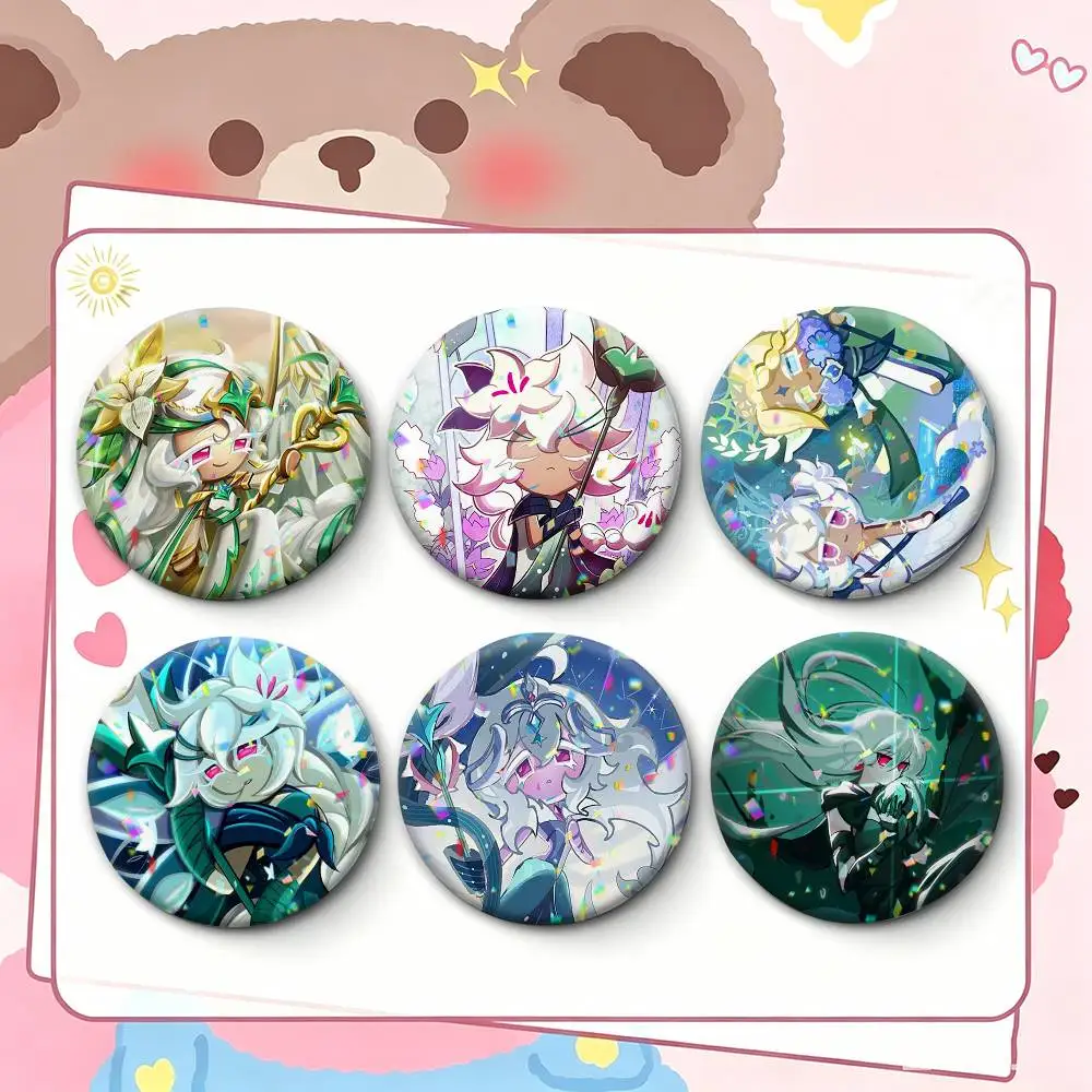 Fantasy RPG Game Run Kingdom White Lily Cookie Badges Creative Tinplate Button PinsBrooch Badge Clothes Backpack