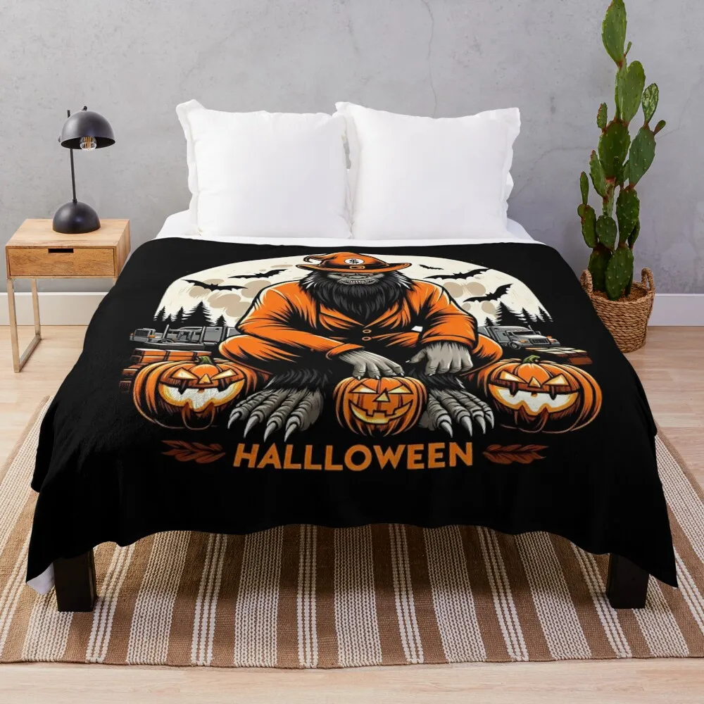 Bigfoot Logistics Manager Funny Halloween Witch Throw Blanket Soft Plaid Heavy Luxury Thicken Blankets