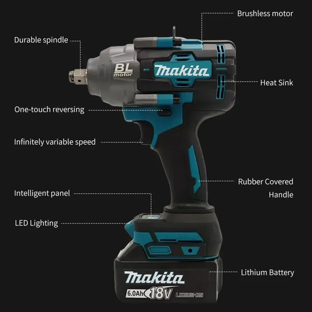 Makita 18V Brushless Impact Wrench 1000Nm For Fastening Cabinet And Furniture Bolts During Home DIY Assembly And Repair Work