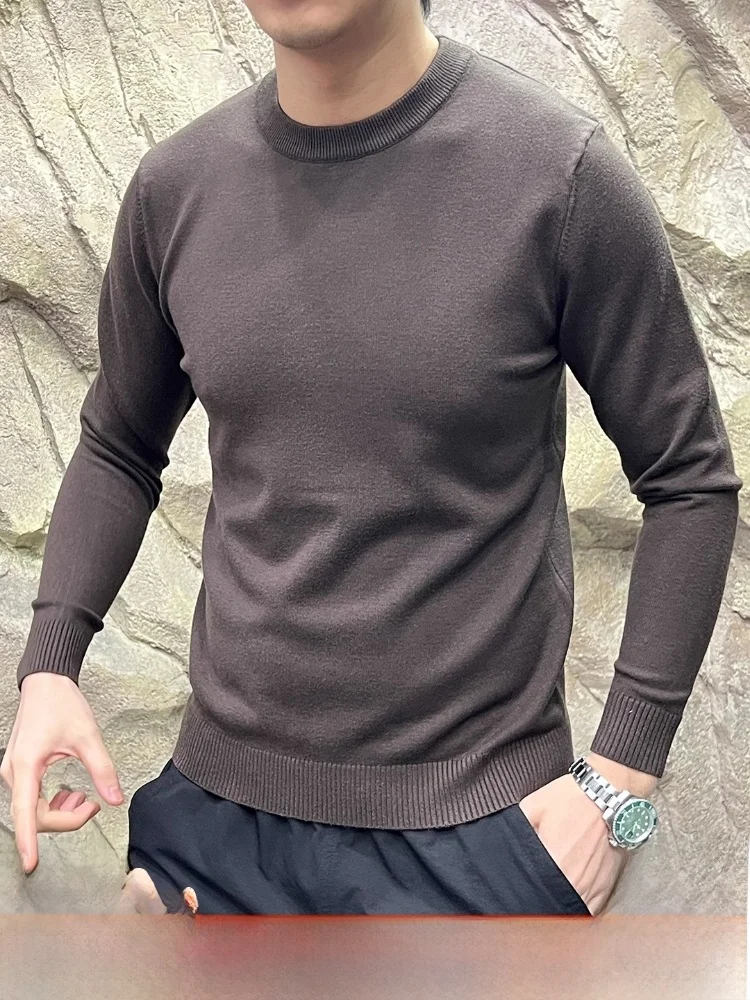 

Men's Base Layer round Ne Sweater Silk Blend Knitted irt Casual Sle Long Sve Warmth Comfortable Fit for Autumn Winter