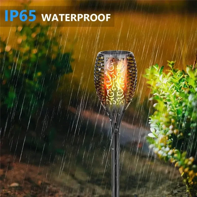 96Leds Lamp Solar Flame Torch Light Flickering Light Waterproof Garden Decoration Outdoor Lawn Path Yard Patio Floor Lamp image 4