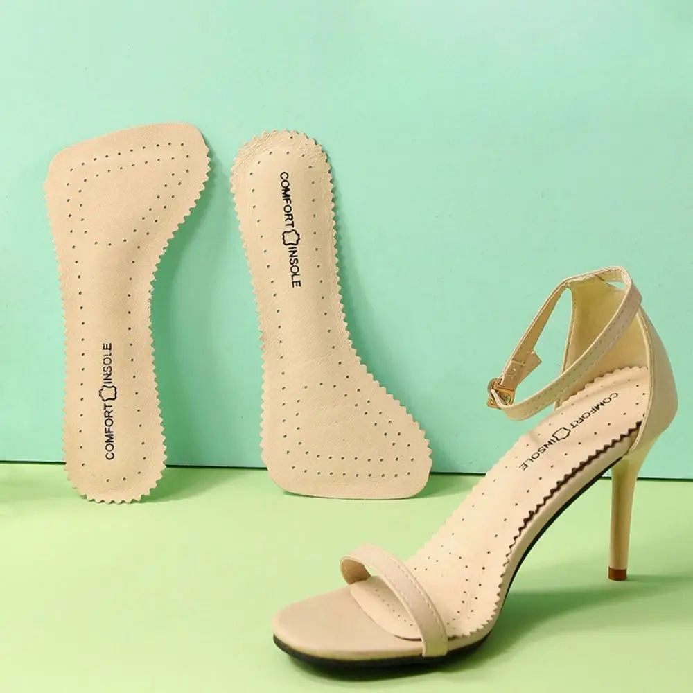 

Прочные однотонные стельки на высоком каблуке, впитывающие пот, дышащие кожаные стельки, женские нескользящие мягкие стельки для обуви, летние подушечки