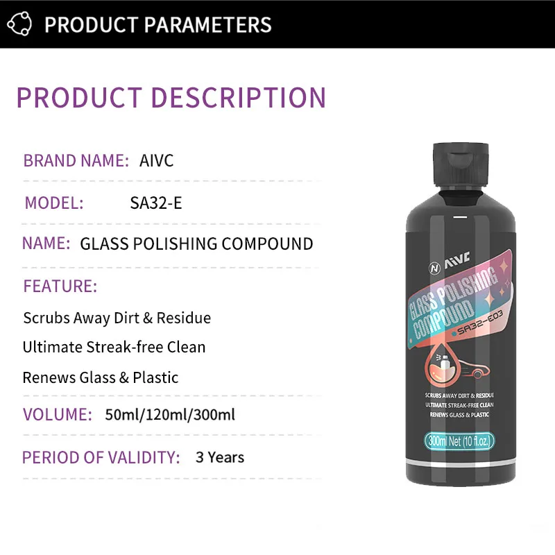 Car Glass Oil Film Remover Polishing Compound Windshield Cleaner Glass Oil Paste Film Removal Cream Clear Window Auto Detailing