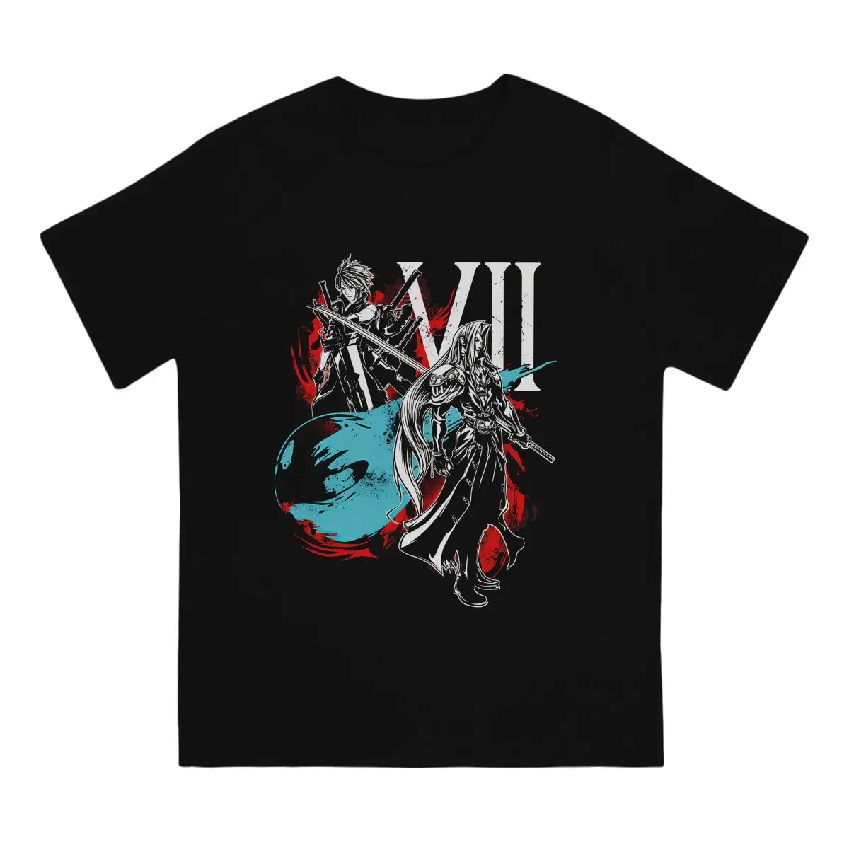 Men's T-Shirt VII Rivalry Vintage 100% Cotton Tees Short Sleeve Final Fantasy T Shirt Crewneck Tops Printed