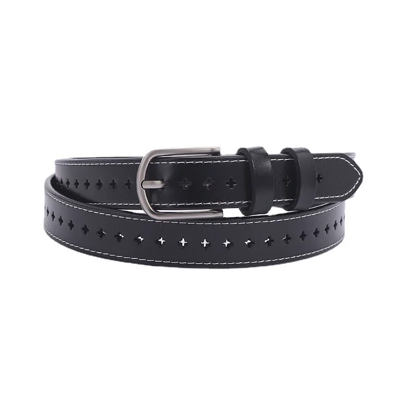 

Women's Vintage Hollow Out Genuine Leather Cummerbunds Female Dress Corsets Waistband Belts Decoration Narrow Belt TB328