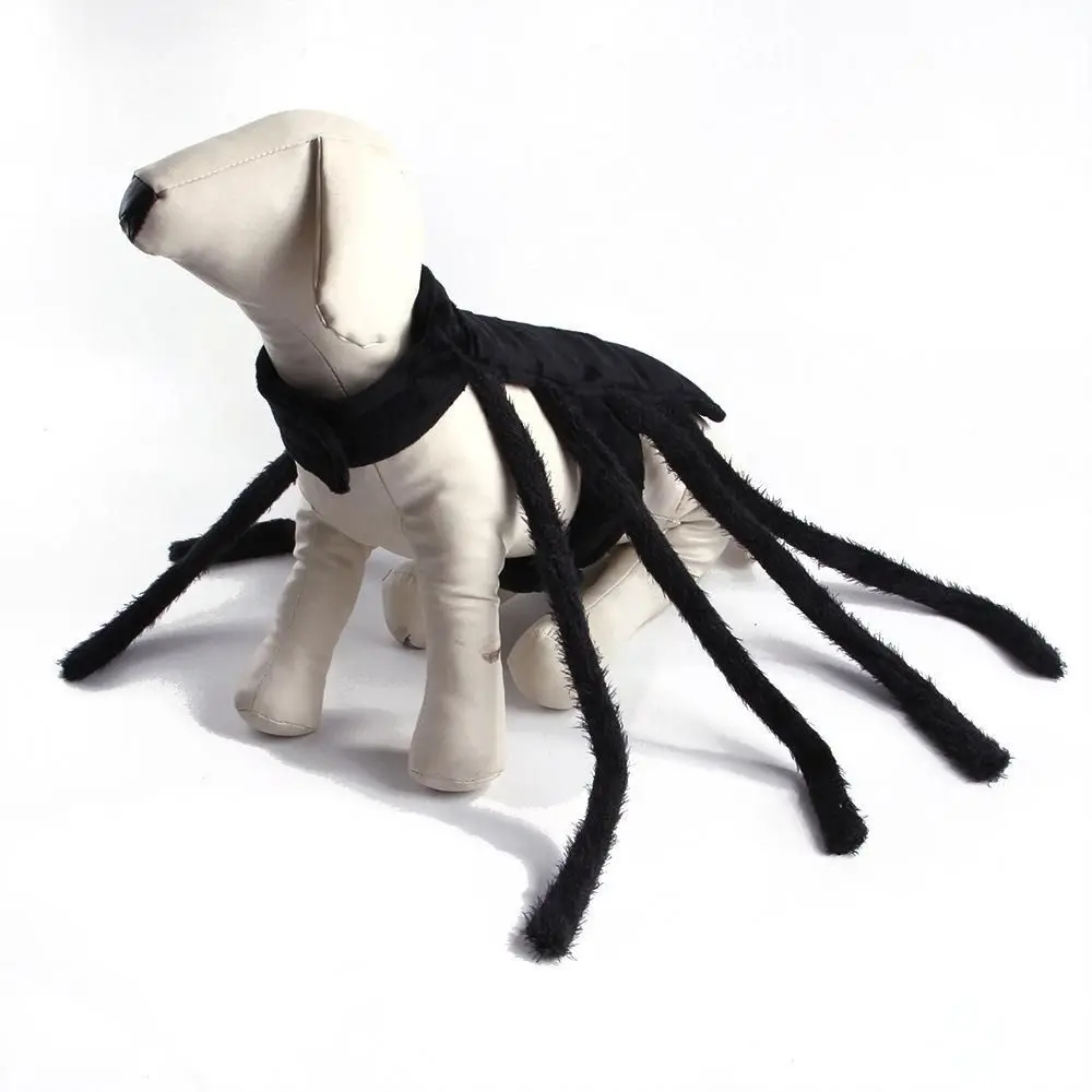 Black Dog Halloween Spider Costume Soft Short Dog Cosplay Spider Outfit Simulation with Magic Tape Cat Spider Dress Up Cosplay