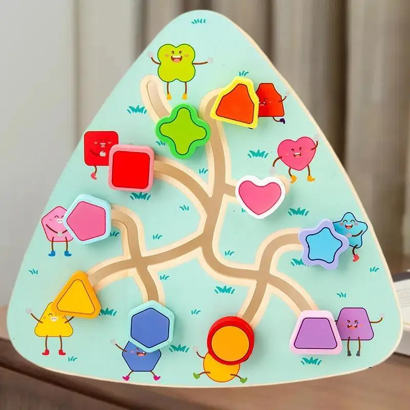 لوحات المتاهة مونتيسوري ألعاب خشبية فاكهة الحيوان شكل رقمي ألغاز الشريحة مطابقة لعبة ألعاب تعليمية للتعلم للأطفال