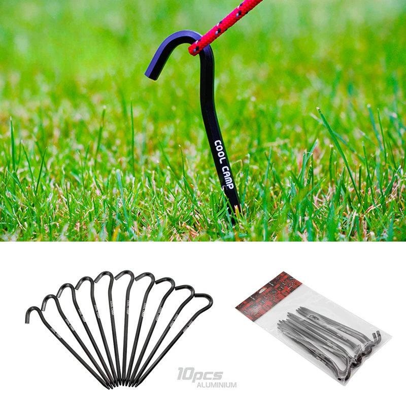 

10Pcs/lot 18cm Aluminum Alloy Yard Canopy Tent Pegs Garden Stakes Ground Nail Heavy Duty With Reflective Cord Hammock Camping