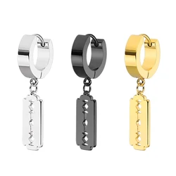 Pendientes de acero inoxidable para hombre y mujer, aretes con hoja de afeitar, estilo Punk, Hip-hop, gótico, moda coreana, 2 unidades
