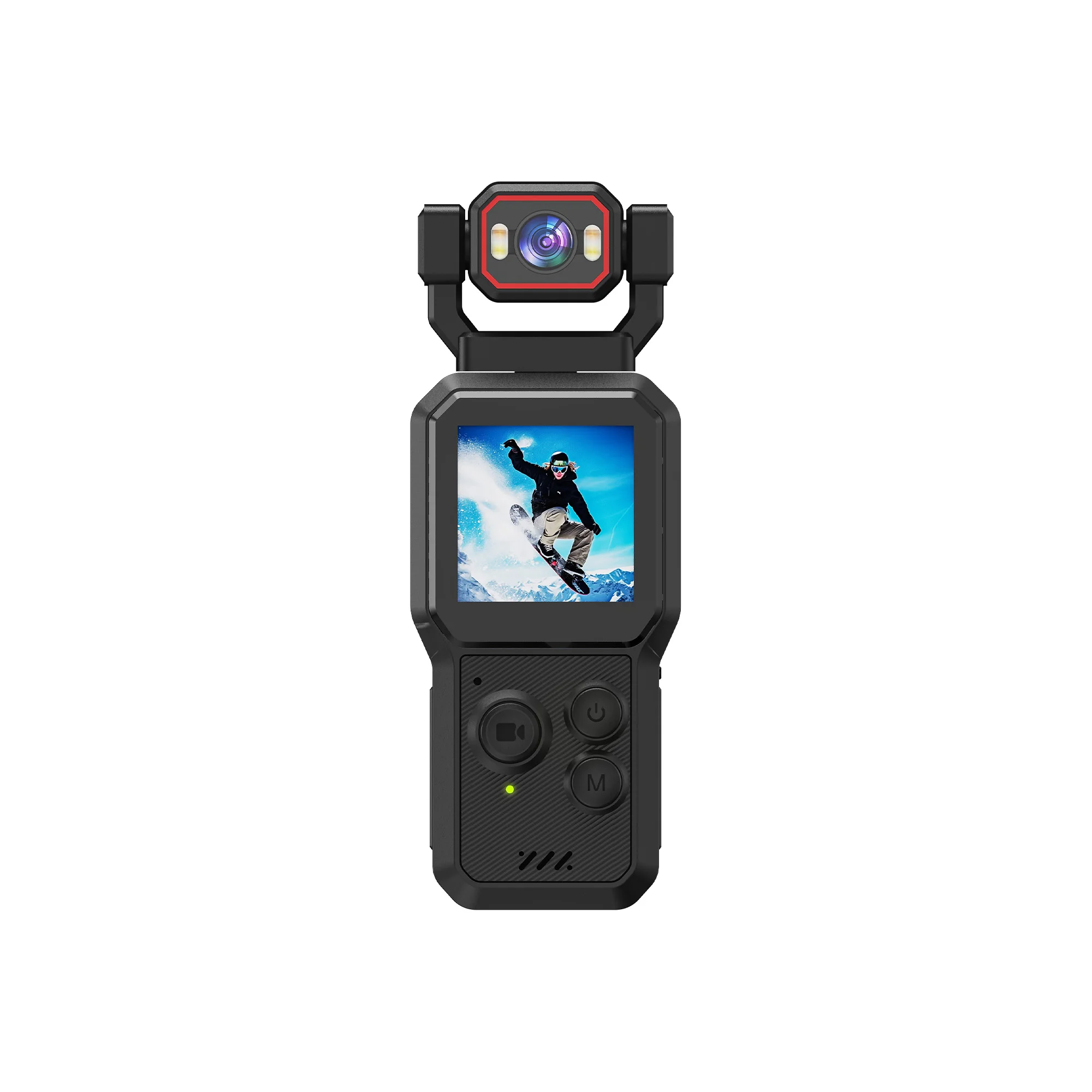 Cámara de Acción 1080P 180° ° /90 °   Cámara de Video con Lente Giratoria y Luz de Relleno Integrada, Cámara de Bolsillo para Aventuras al Aire Libre, Grabadora de Vlogs, Cámara para Creación de Videos