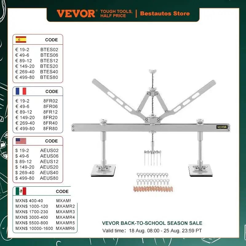 VEVOR Dent Pull Lever Bar Kit Fit for Both Aluminum and Steel Dent Pulling 1100mm Length 457mm Height 130mm Width 9.9 lbs Weight